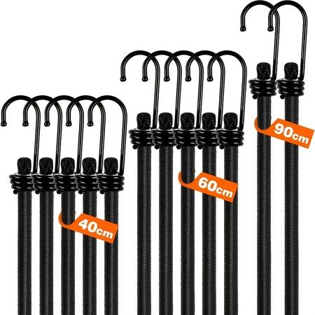 12 Pack Bungee Cords With Hooks,35Kg Heavy Duty Elastic Cargo Straps,Assorted Long & Short Tie Down Ropes For Hand Truck,Trolley,Luggage Tarp