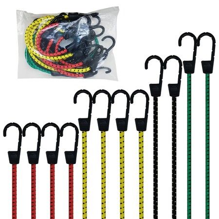 12 Pack Bungee Cords With Hooks,35Kg Heavy Duty Elastic Cargo Straps,Assorted Long & Short Tie Down Ropes For Hand Truck,Trolley,Luggage Tarp