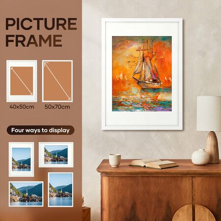 50x70cm Art Picture Framing Wall Gallery Craft Poster Certificate Display White Family Photo Frame Decor Childrens Drawing Hanging Vertical Horizontal