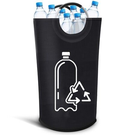 82L Large Bottle Recycling Bag Container With Aluminum Handles,Heavy Duty Empty Deposit Can Collector,Waste Glass Storage Bin For Kitchen Laundry
