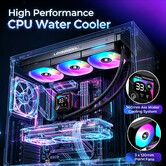 Black 360mm AIO CPU Cooler ARGB 3x120mm PWM Fans Pump Liquid Water Cooling Radiator 2600RPM Speed for Intel LGA1851/1700 AMD AM5 AM4 Gaming PC Case