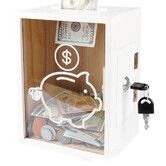Clear Piggy Bank with Lock, Money Saving Jar with Key, Openable Clear Money Coin Change Bank Jar Container Penny Piggy Jar Bank White