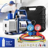 4CFM Vacuum Pump Set 1/3HP 1 Stage Air Conditioning HVAC Refrigeration AC Car Auto Repair Tools Food Clothes Packaging R134A R410 Manifold Gauges