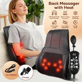 Electric Back Massager Cushion with Heat Lumbar Support Neck Shoulders Arm Body Massaging Pad Vibration Shiatsu Kneading Inflatable Airbag Pillow