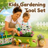 18 Piece Kids Gardening Tool Set with Watering Can Apron Storage Bag Childrens Garden Tools Toy Kit for Beach Sandbox Play Educational Outdoor Gift