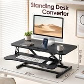 Standing Desk Converter Riser 80cm Wide Sit Stand Up Tabletop Height Adjustable Monitor Workstation Home Office Laptop Computer Keyboard Tray Black