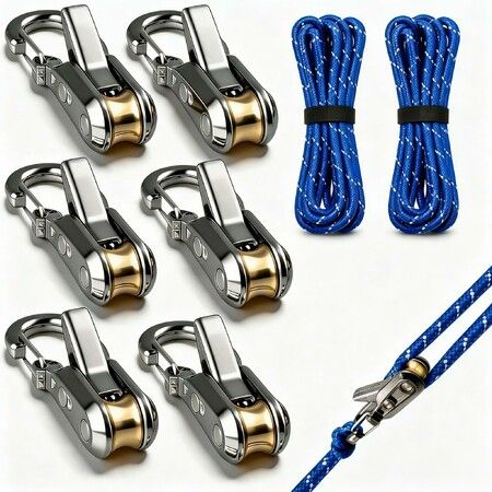 6Pack Paracord Adjusters Rope Adjuster Tensioner,Rope with Roller Tensioner Heavy Duty Tie Down for Camping,Tarps,Guy Lines,Boating Outdoor Gear