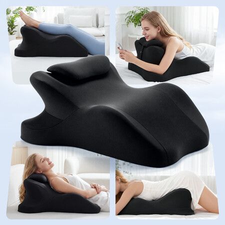 Memory Foam Ergonomic Wedge Pillow Multi-Position Body Cushion for Stomach Sleepers Prone Laying Bed Reading Leg Elevation Lounging Nursing Laptop Use