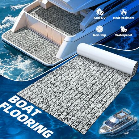 Marine Boat Flooring Carpet Mat EVA Decking Sheet Non Slip Self Adhesive Covering Matting for Yacht Motorboat Kayak Caravan Pool Surround 2400x900x5mm