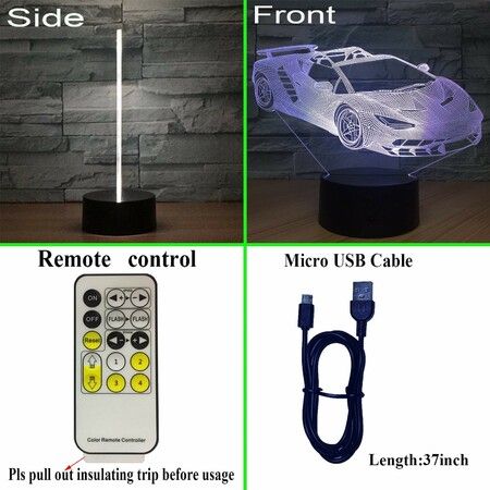3D Powered USB Table Lamp Visual Illusion RaceCar