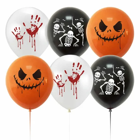 48 PCS Halloween Party Decoration with Ghost Skull Pumpkin Flag Cake and Balloon Banner Kit