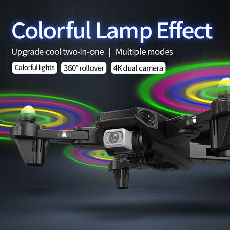 2021 Newest Colorful 4K HD Dual Camera with WIFI FPV Foldable Light Flow Quadcopter Anti Interference Technology Professional RC Drones