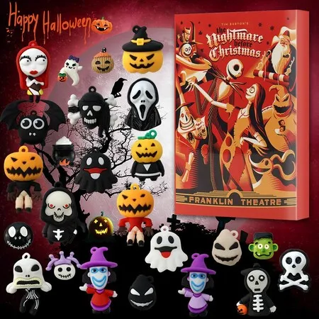 Halloween Christmas Scary Doll Advent Calendar Kids, 24 PCS Halloween Countdown Calendar, Doll Nightmare Advent Calendar Gift