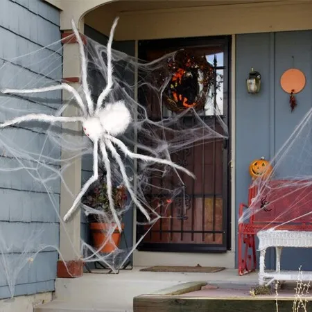 Giant Halloween Hairy Spider,Realistic Scary White Spider Props Decoration for Indoor and Outdoor Decoration (150 CM)