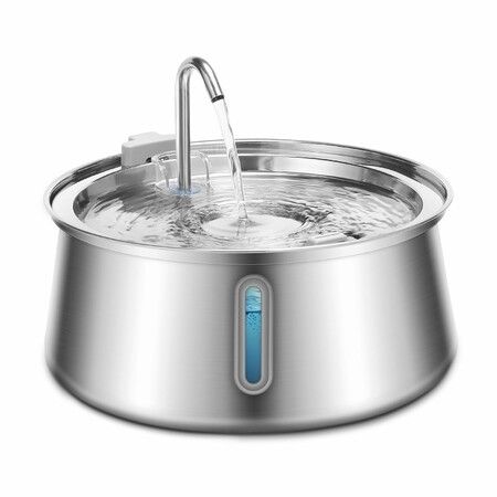 Cat Water Fountain Stainless Steel,4L Automatic Pet Water Fountain with Water Level Window,Ultra Quiet Dog Water Dispenser with Filter and Sponge Faucet Water Fountain for Pet