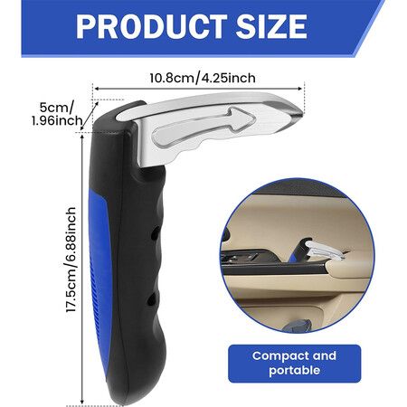 2 Pcs Car Door Assist Handle, Vehicle Support Handles Seatbelt Cutter Window Breaker Portable Automotive Car Handle Assist for Elderly and Car Emergency Tool (Blue)