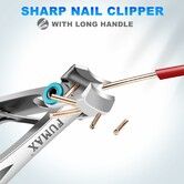 Toenail Clippers for Seniors Thick Toenails, Heavy Duty Nail Clippers 15mm Wide Jaw Opening, Silver Colour