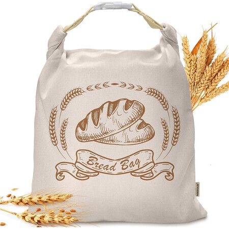 Large Linen Beeswax Bread Bags Reusable Double-Lock Freezer Baking Container Gift Giving for Homemade,Loaf,Sourdough,Food Storage(1 Pack)