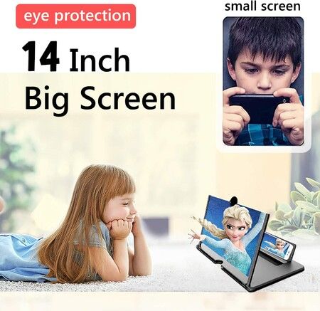 Phone Screen Magnifier Stand 14 Inch 3D Foldable Smartphone Amplifier With Adjustable Angle