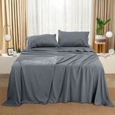 Bedding Sheets Set 4 Piece Bedding Brushed Microfiber Shrinkage and Fade Resistant Easy Care (QUEEN SIZE, Grey)