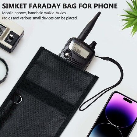 Faraday Bags for Phones and Car Key 1 Pack, Signal Blocking Pouch, Cell Phone Signal Jammer, Car Key, WiFi, RFID, GPS Signal Blocker Black, 20 x 12 cm