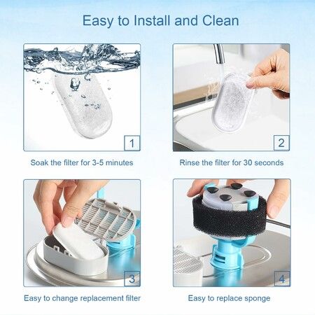Pet Water Fountain Replacement Filters for 67oz/2L and 108/3.2L Stainless Steel Fountain,20 Water Bowl Dispenser Filter Replacement with 20 Sponges
