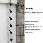 2.4 Meter Mobile Birds on Cups Rain Chain for Outdoor Gutters Downspouts Dark Bronze