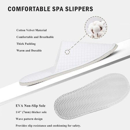 Disposal Slippers SPA Hotel 5 Pairs Closed Toe Open Toe Home Guest White Slippers For Women Men