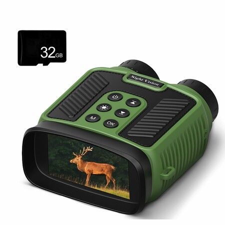 4K Night Vision Binoculars IR 8X Digital Zoom Rechargeable 3inch HD Screen 40MP Photos 4K Video Infrared Full Dark View Scope Color Green