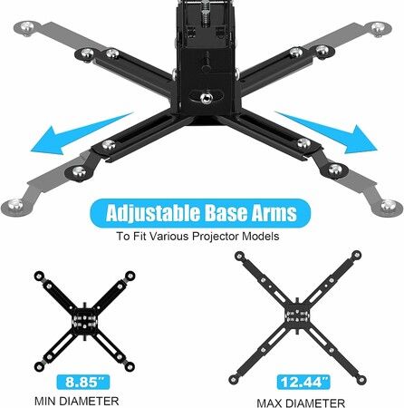 Projector Mount, Extending Wall Ceiling Projection Bracket Height Adjustable Projection, 44 pounds Load Capacity with Universal Mounting for Most Projectors