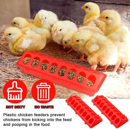 2 Plastic Flip Top Bird Feeder Small Poultry Dispenser for Pigeons and Chickens Red Color