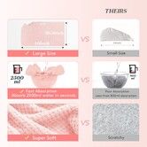 Large Microfiber Hair Towel Wrap for Women,Anti Frizz Hair Drying Towel with Elastic Strap,Fast Drying Hair Turbans for Wet Hair,Long,Thick,Curly Hair,Pink
