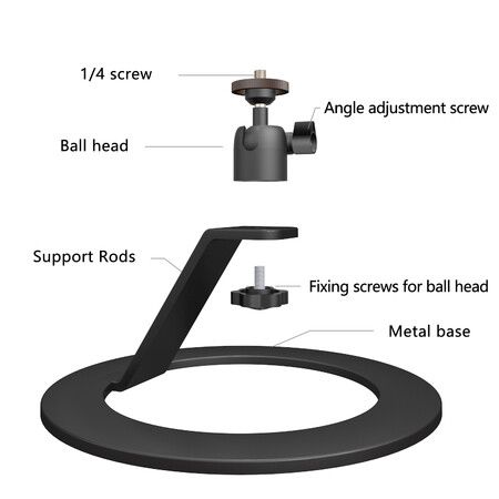 Aluminum Desktop Projector Stand w Ballhead Angle Adjustment, Table Projector Stand Adjustable Tilt for Nebula, XGIMI, VANKYO, BenQ, PVO, TMY, AuKing and Most LCD/DLP Video Projectors
