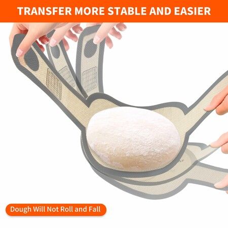 Silicone Bread Sling Dutch Oven Liner Non-Stick Easy Clean Reusable Oval Silicone Bread Baking Mat with Long Handles Easy to Transfer Sourdough Bread 2 Gray Set