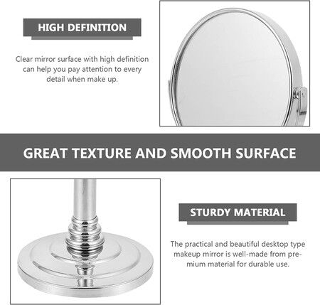 10X Megnifigation Tabletop Vanity Mirror Metal Rotating Mirror for Desk Dresser Beauty Cosmetic