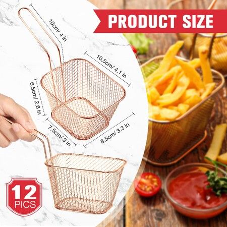 Mini Square Fry Basket Stainless Steel French Fry Holder with Handle for Deep Frying Home Use