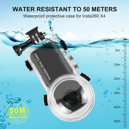 Invisible Dive Case for Insta360 X4,Underwater 50M/164FT Waterproof Diving Housing Cover Protective Shell for Insta360 X4 Housings