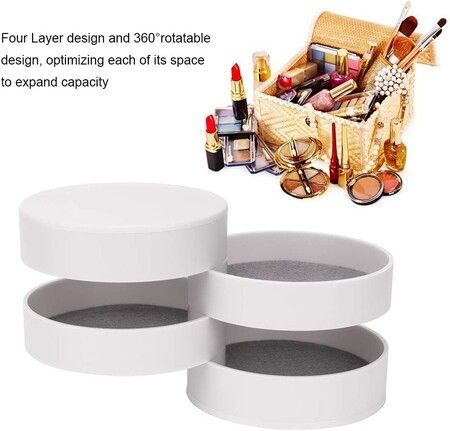 Jewellery Storage Box Round 4 Layer Organiser With Lid For Necklaces Rings Earrings