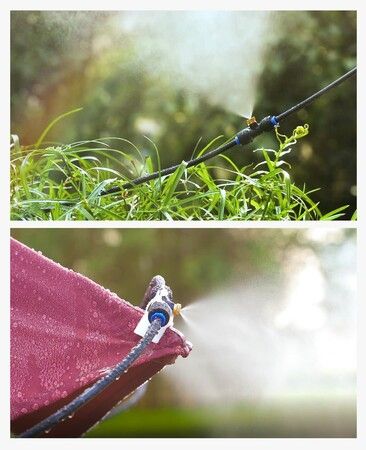 10m Misting 10Nozzles Sprinkler Outdoor Mister System for Patio Garden Trampoline Greenhouse