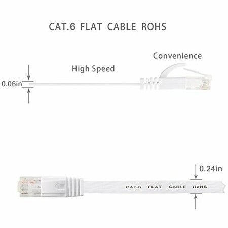 Cat6 8M Ethernet Cable White Flat Internet Network Lan patch cords Rj45 Connectors for Router