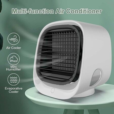 Portable Air Conditioner Fan, 3 Speed Rechargeable Evaporative Air Cooler, Mini AC Desktop Fan for Room Home Bedroom Office Indoor Outdoor Color Green