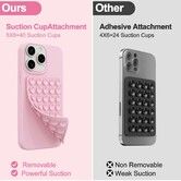 2 Pack Silicone Octo Cup Buddy Sticky Grip Holder,Silicone Suction Cup Phone Case Mount Double Sided,Hands-Free Phone Accessories Strong Grip Holder (Pink)