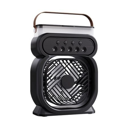 Spray Cool Air Fan desktop Nanospray 7 Color Light 3 Speed Timer 5 Ultrasonic Heads 450ml Summer Christmas Gift COL Black