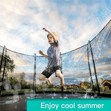 12M Trampoline Sprinkler, Summer Fun Outdoor Backyard Water Play Cool Down Water Sprinkler for Kids Games, Fmaily Party, Sprinklers for Yard Orange