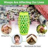 2Pcs Wasp Traps Outdoor Hanging Sticky Wasp Trap for Outside, Effective Carpenter Bee Traps with 8 Sticky Boards Reusable Yellow Jacket Trap (Green)