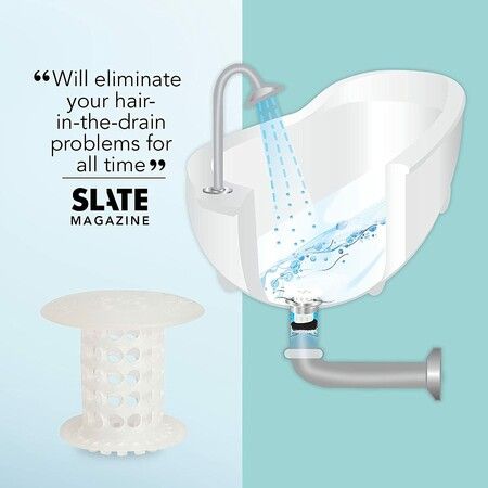 Revolutionary Tub Drain Protector Hair Catcher，Strainer， Snare, White 2pcs