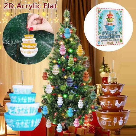 Christmas Advent Calendar Miniature Bowl Stack Ornament 2D Retro Kitchen Christmas Decor,Christmas Countdown Calendar Christmas Gifts