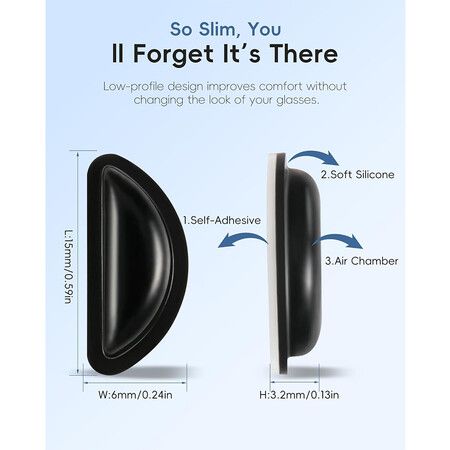 4 Pairs Silicone Eyeglass Nose Pads Compatible with Ray-Ban Meta Smart Glasses Wayfarer Headliner Skyler, Self-Adhesive Nose Cushion Accessories