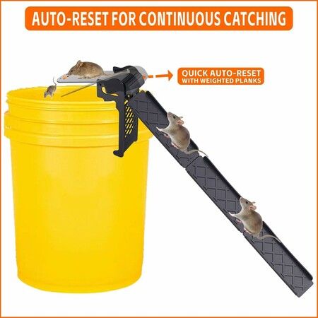 1Pcs Walk The Plank Bucket Mouse Trap Humane Trap for Mice and Rat 5 Gallon or Larger Multi-Catch Auto Reset Reusable No Kill Live Traps