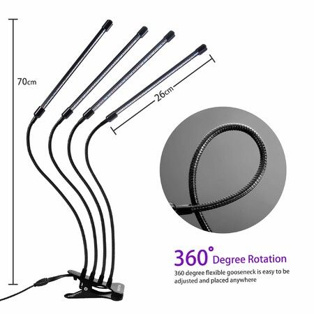 Grow Light for Indoor Plants - Upgraded Version 80 LED Lamps with Full Spectrum & Red Blue Spectrum,  Timer, 10 Dimmable Level, Adjustable Gooseneck